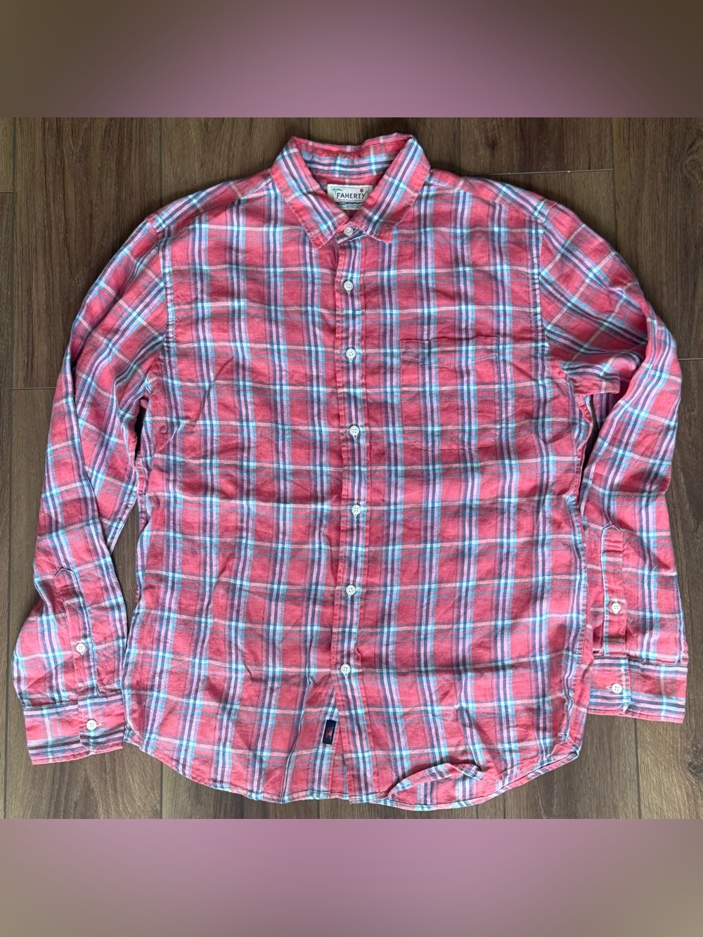 Faherty Shirt Mens L Beach House Collection Linen Button Down Casual Vacation